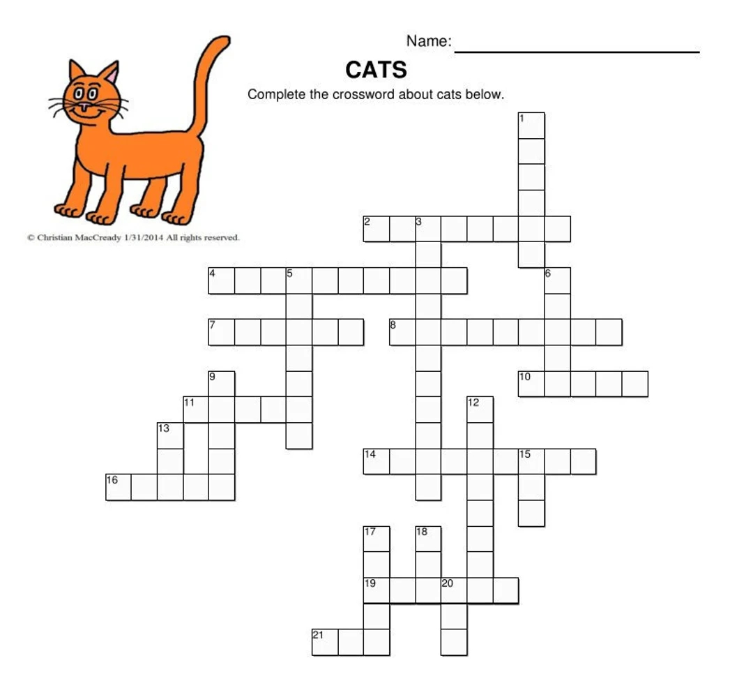 Free Printable Cat Crossword Puzzles Free Printable Cat Crossword Puzzles