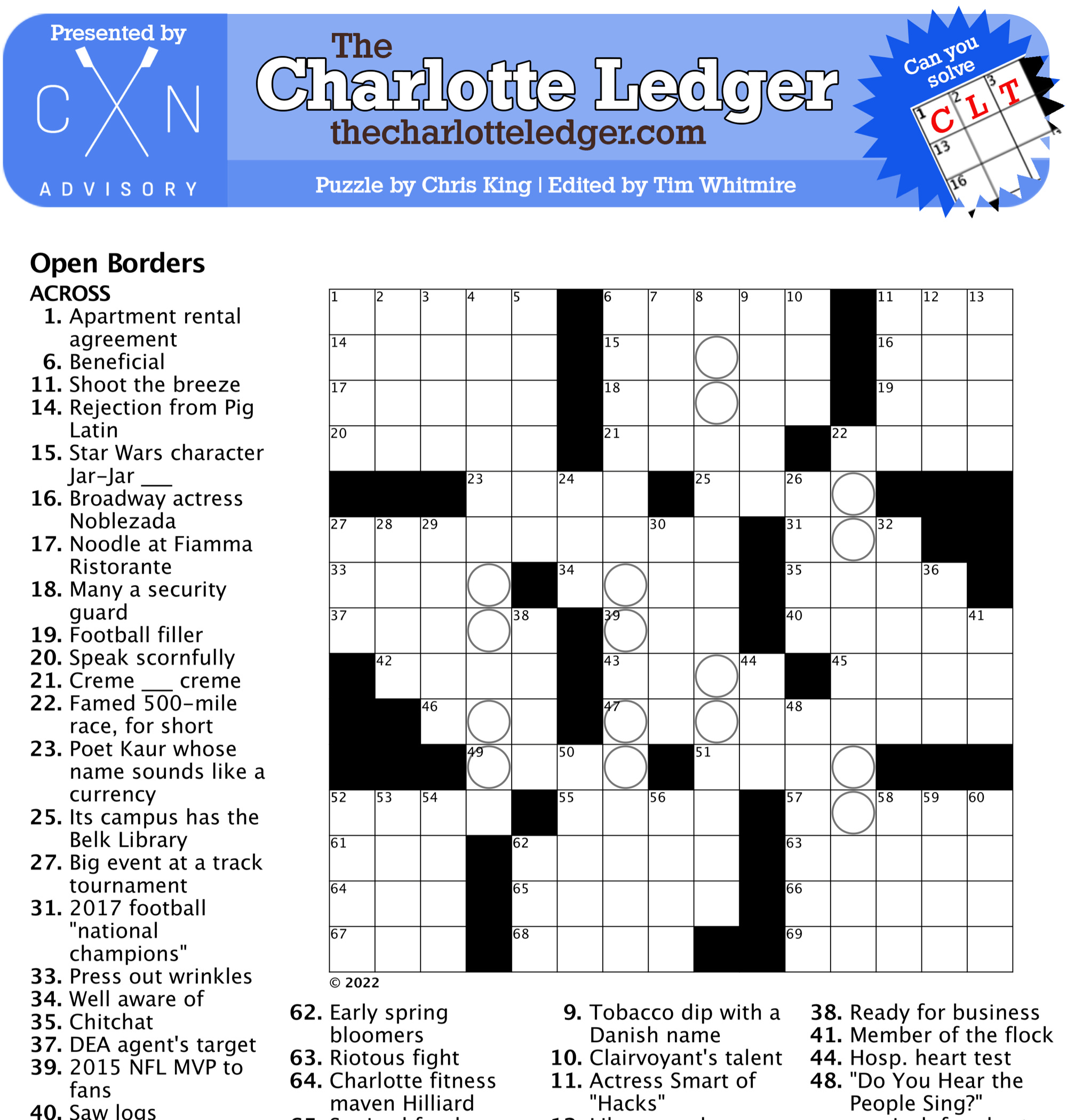 Charlotte Ledger Crosswords The Charlotte Ledger Charlotte Ledger Crosswords The Charlotte Ledger