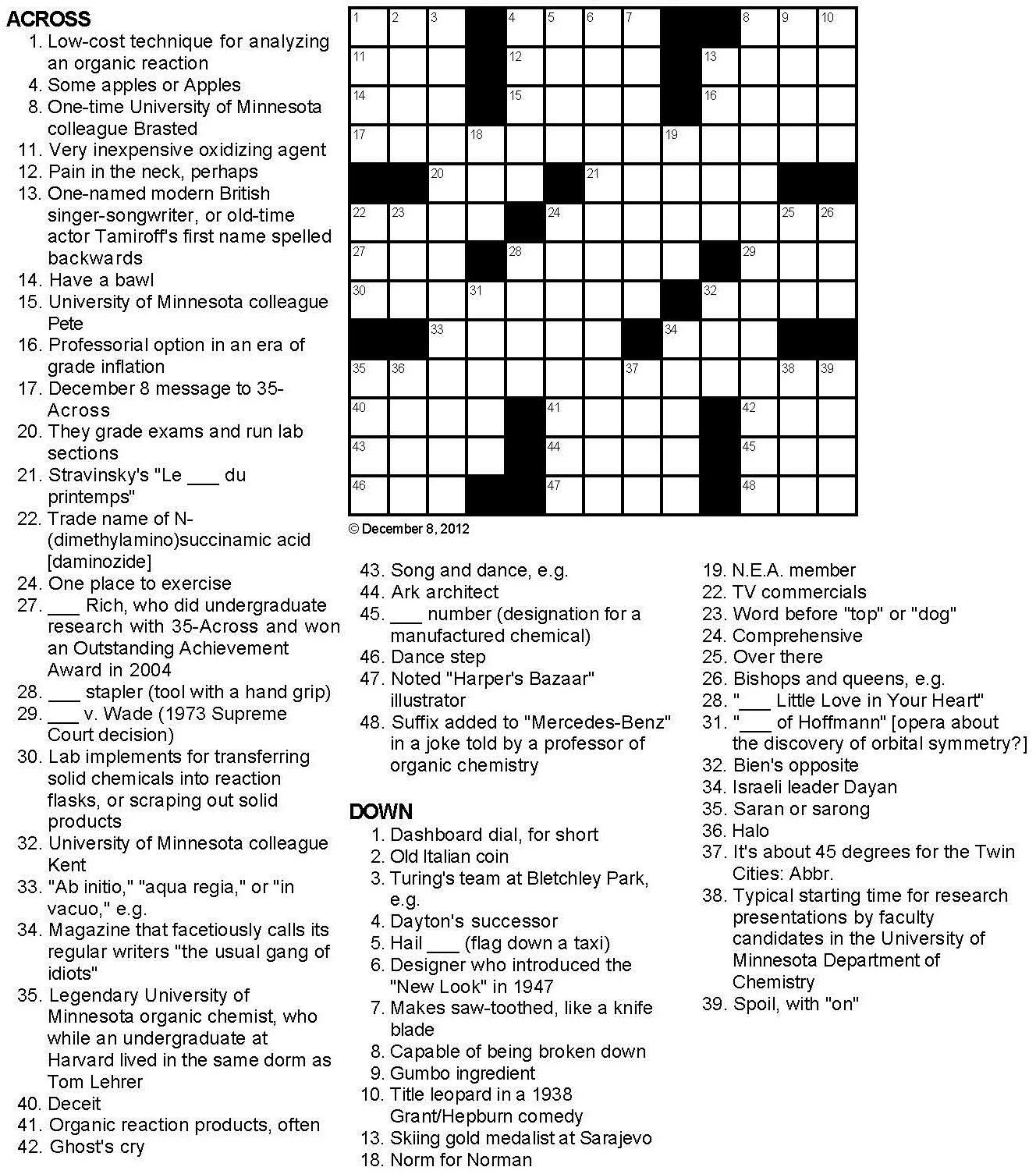 Chemistry Tribute Crossword Puzzle Chemistry Tribute Crossword Puzzle
