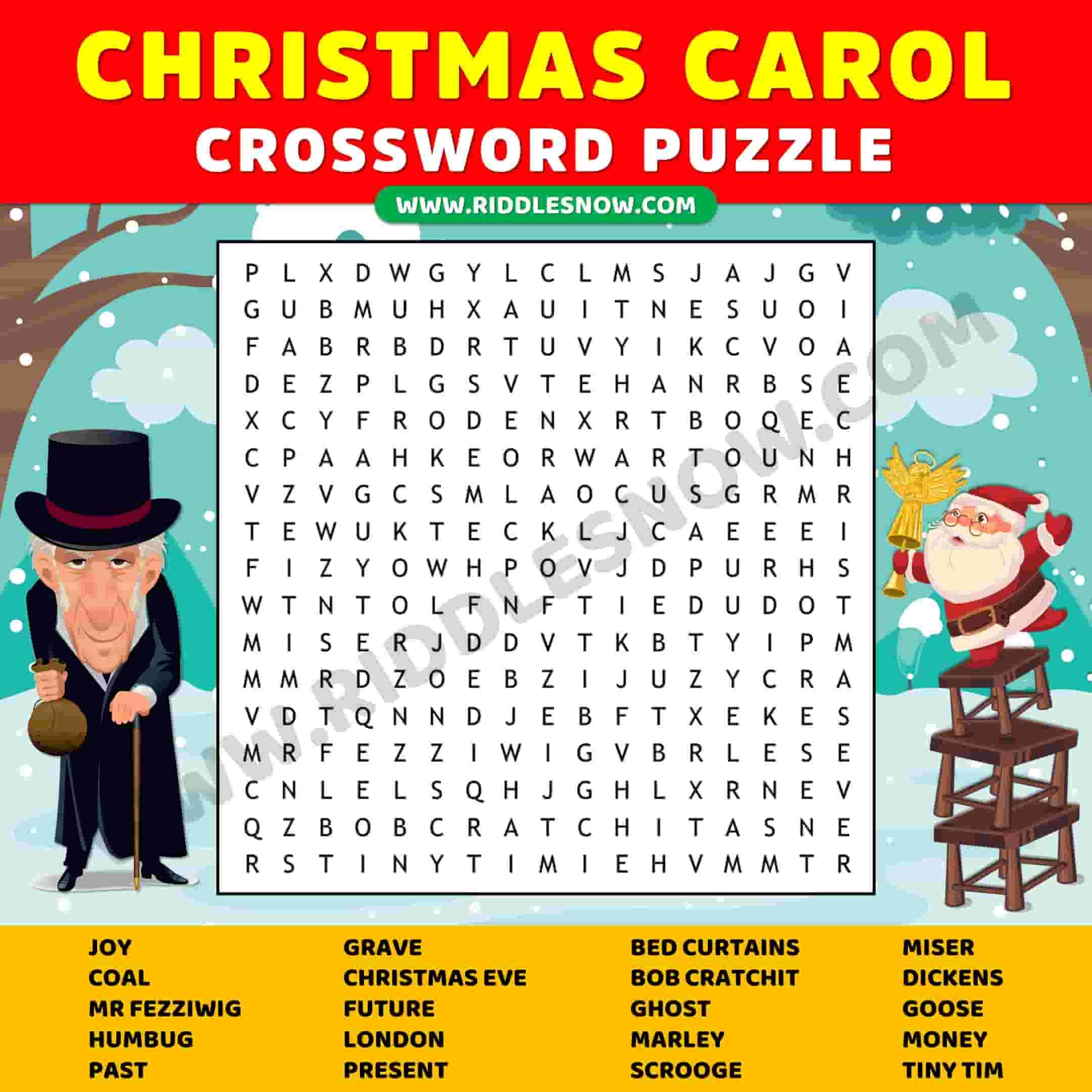 Christmas Carol Crossword Puzzles With Answer Keys Riddles Now Christmas Carol Crossword Puzzles With Answer Keys Riddles Now