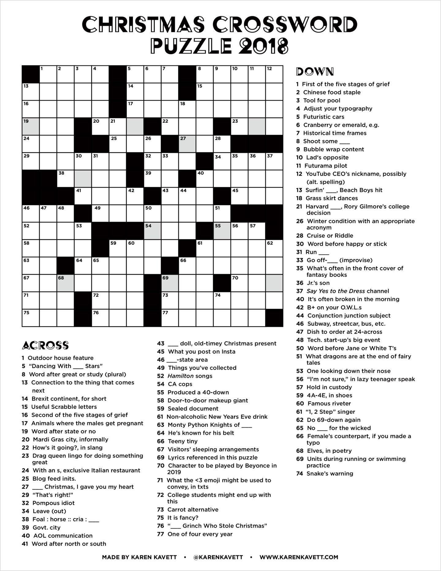 christmas crossword puzzle 2018 karen kavett christmas crossword puzzle 2018 karen kavett