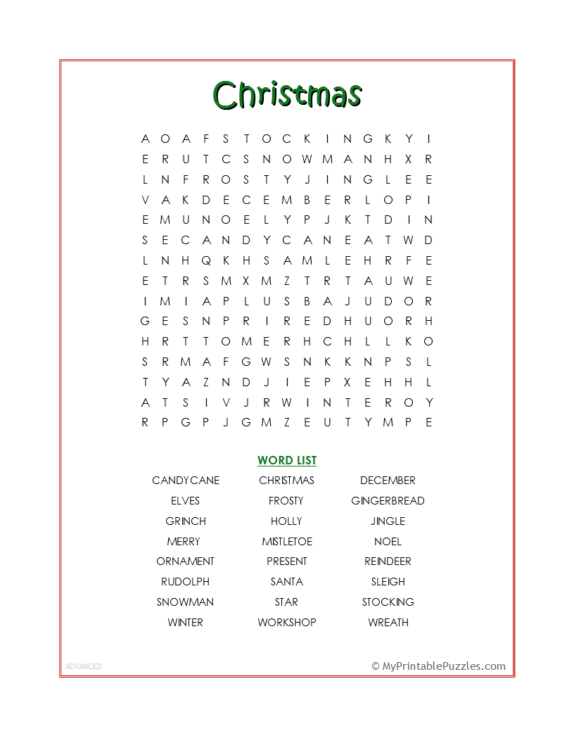Christmas My Printable Puzzles Christmas My Printable Puzzles