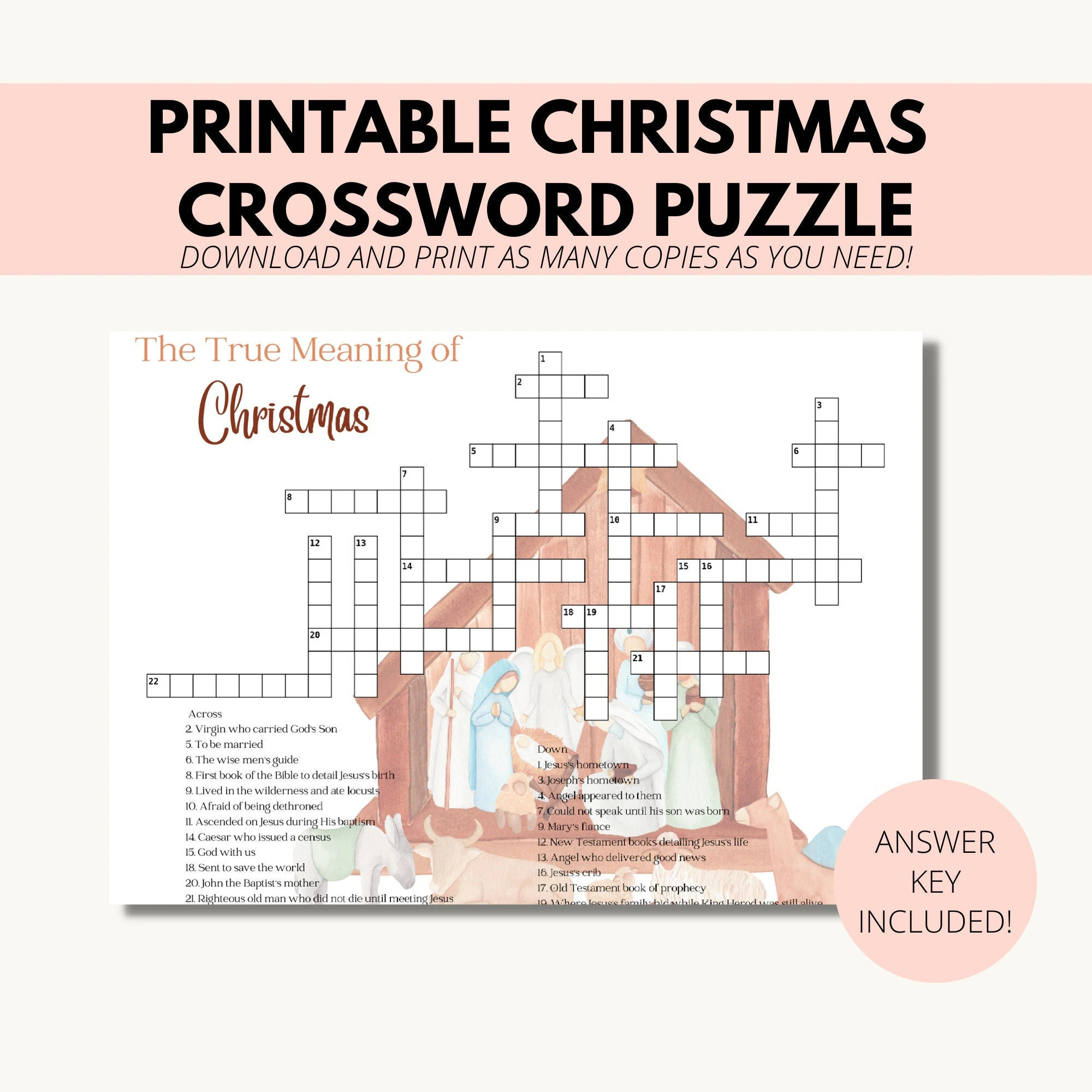 Christmas Nativity Crossword Puzzle Printable Religious Crossword Christmas Crossword Puzzle For Adults And Kids Etsy Christmas Nativity Crossword Puzzle Printable Religious Crossword Christmas Crossword Puzzle For Adults And Kids Etsy