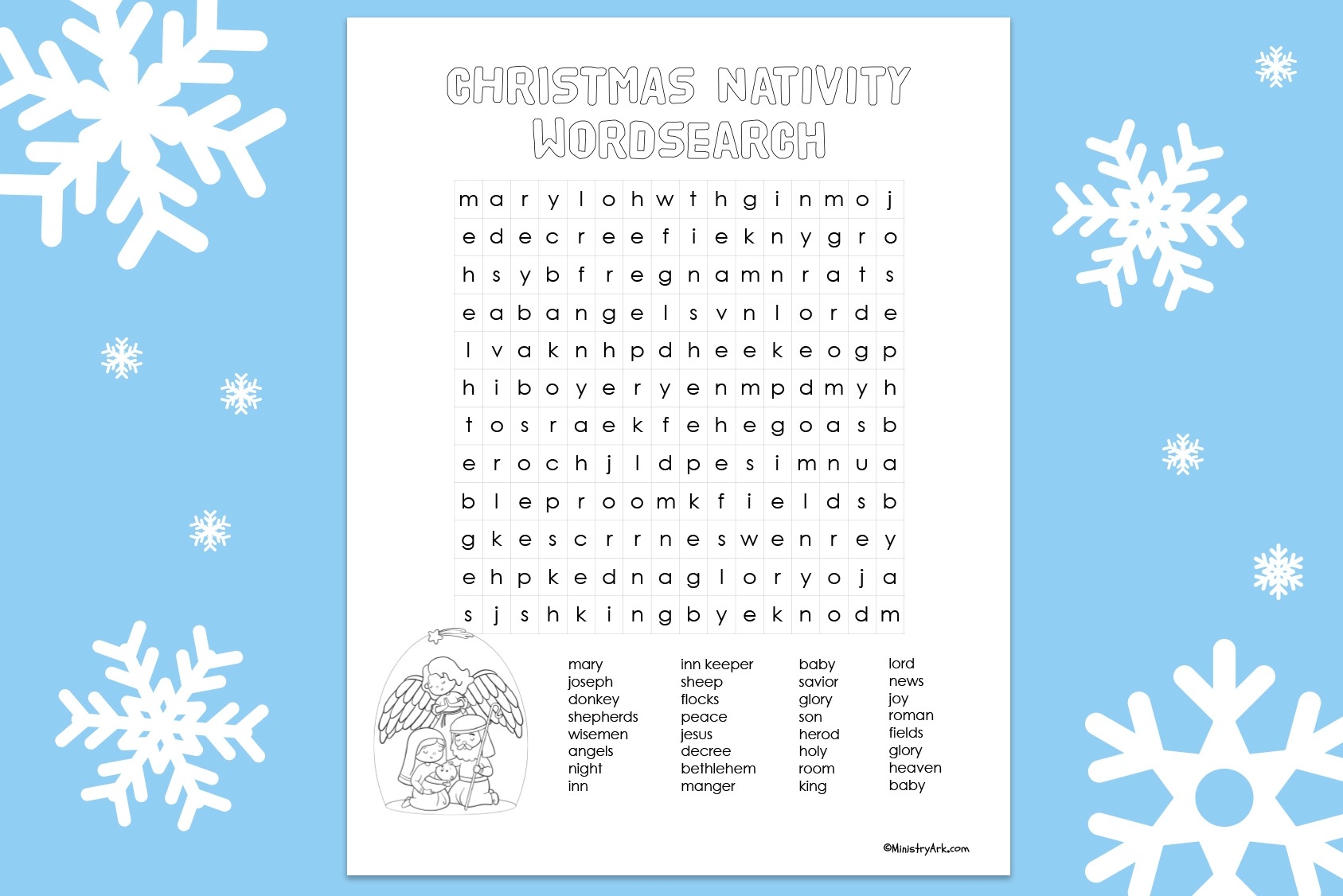 Nativity Crossword Free Printable