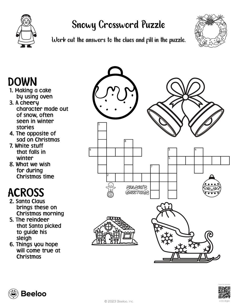 Christmas themed Crossword Puzzles Beeloo Printable Crafts And Activities For Kids