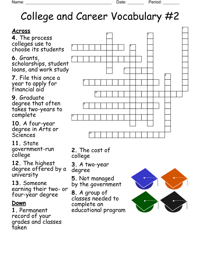 College And Career Vocabulary 2 Crossword WordMint College And Career Vocabulary 2 Crossword WordMint
