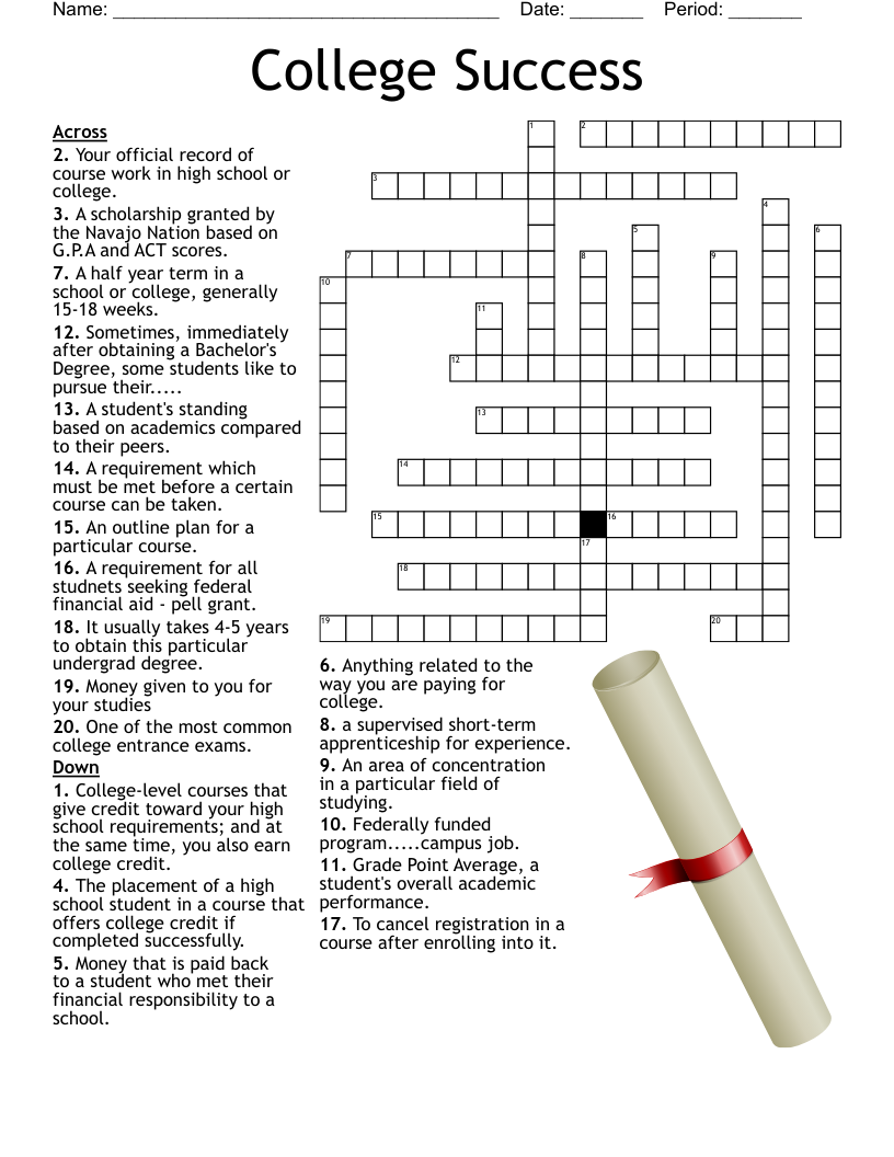 College Crossword Puzzle WordMint College Crossword Puzzle WordMint