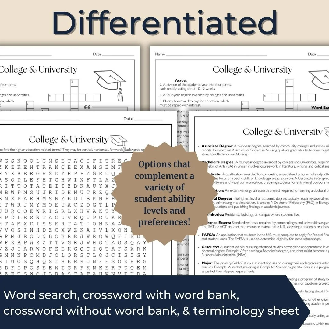 College Crossword Word Search Life Beyond High School College Crossword Word Search Life Beyond High School
