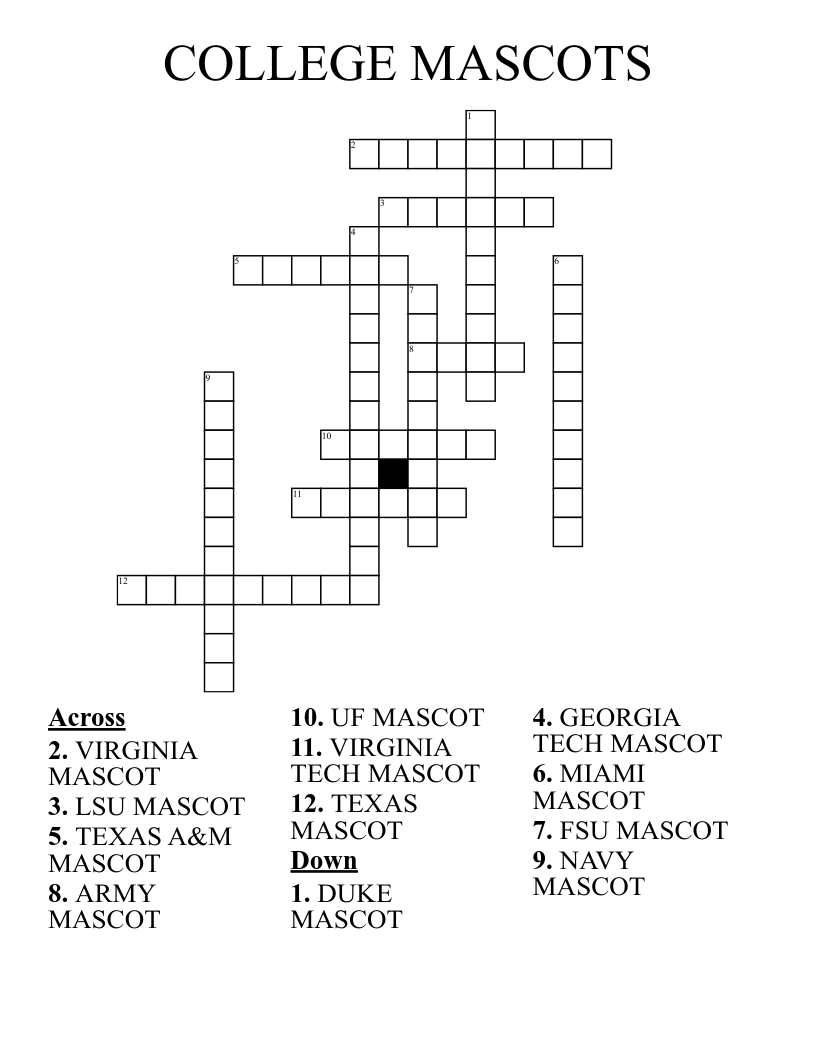 College Sports Crosswords Word Searches Bingo Cards WordMint College Sports Crosswords Word Searches Bingo Cards WordMint