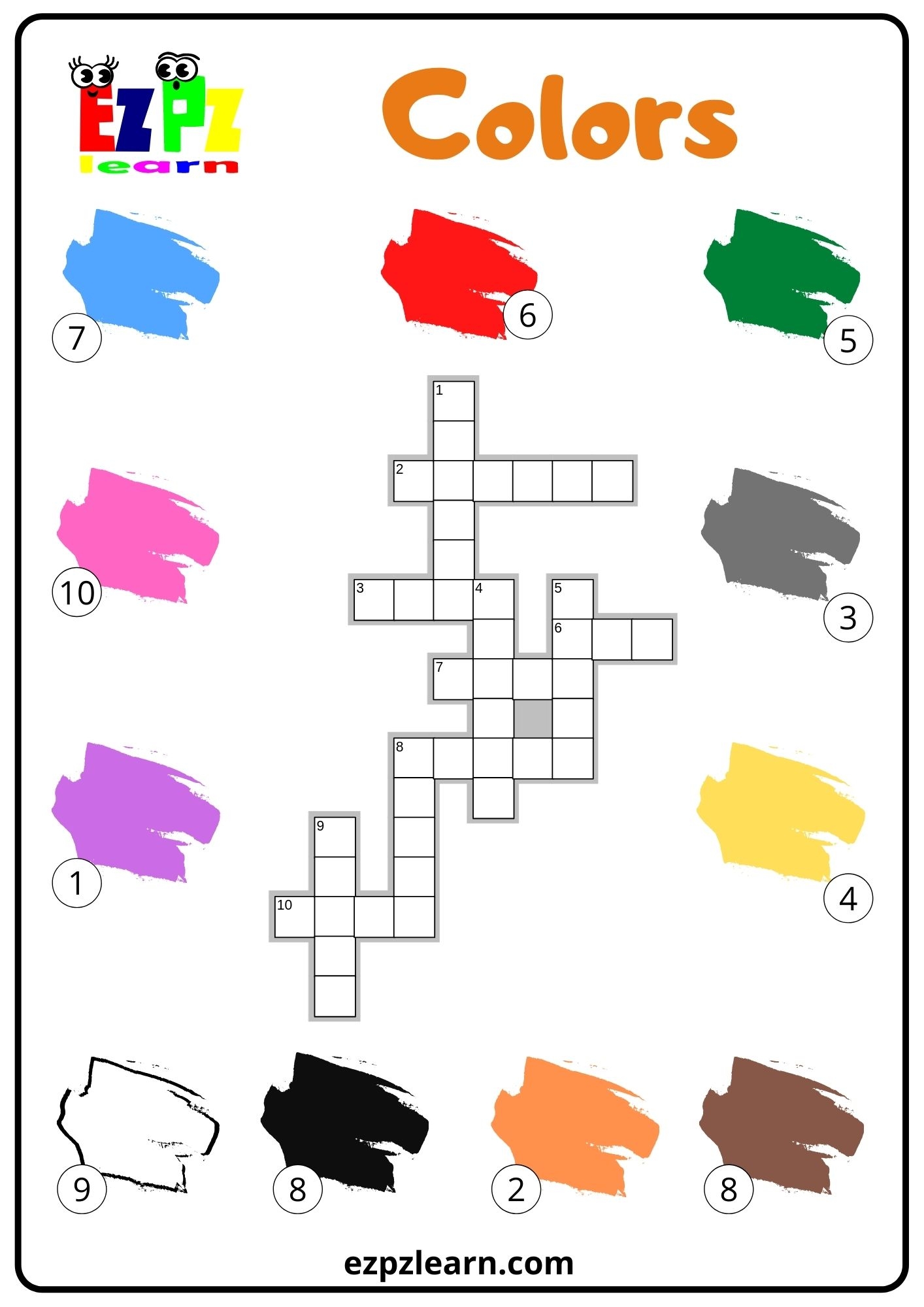 Colors Crossword Ezpzlearn