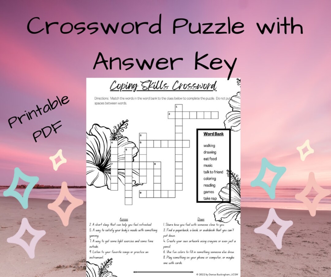Coping Skills Crossword Puzzle Printable Coping Skills Crossword Puzzle Printable