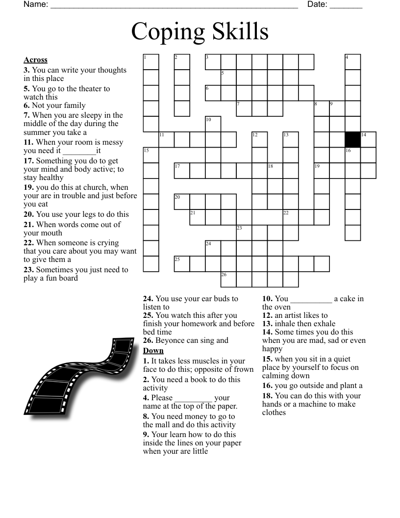 Coping Skills Crossword WordMint Coping Skills Crossword WordMint