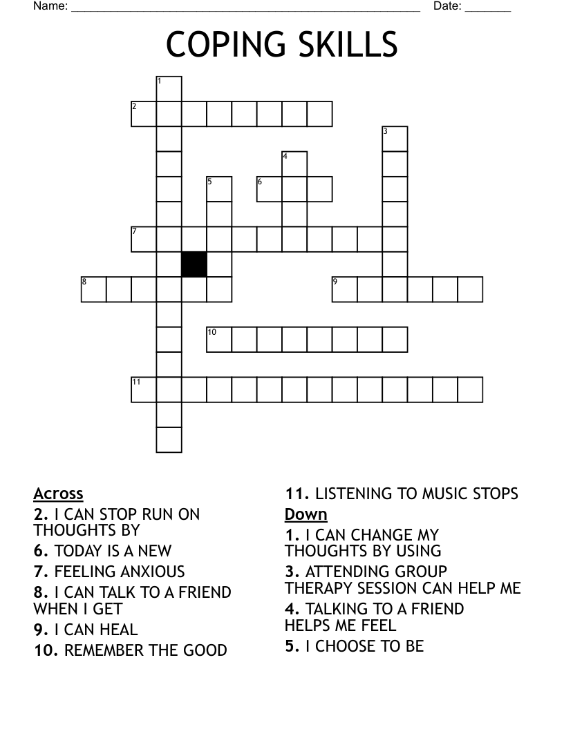 COPING SKILLS Crossword WordMint COPING SKILLS Crossword WordMint