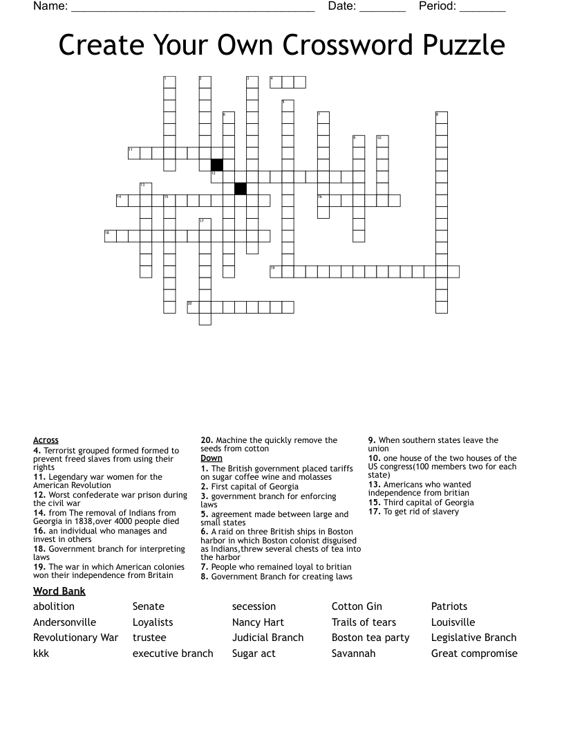 Printable People Crosswords