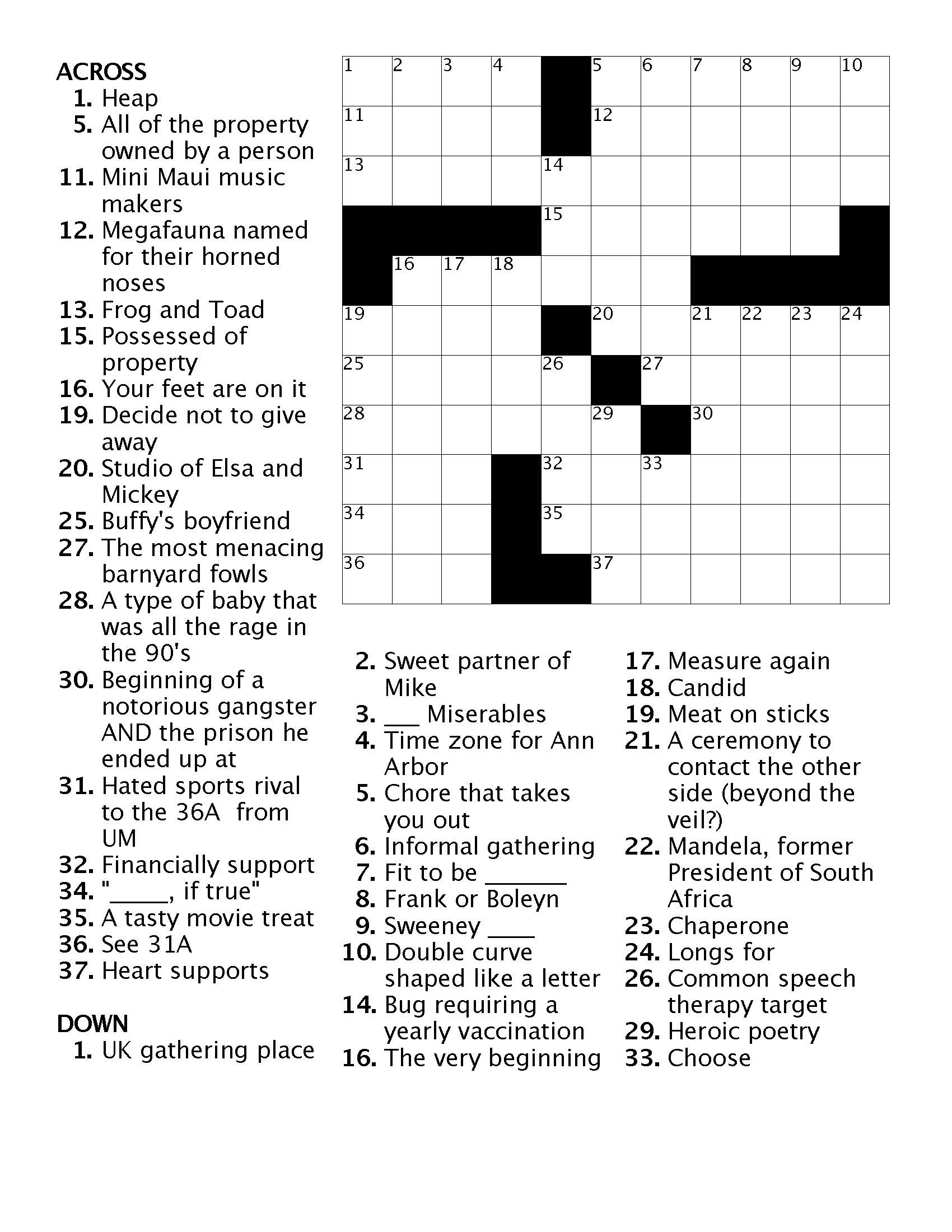 Crossword 7 Ann Arbor District Library Crossword 7 Ann Arbor District Library