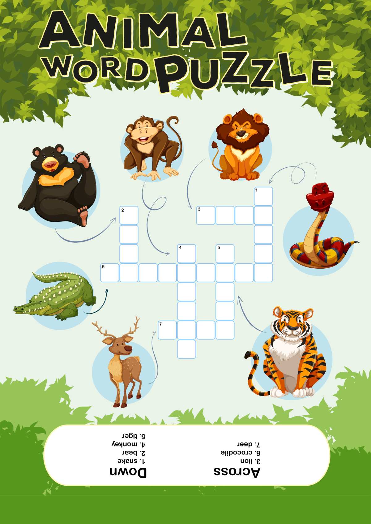 Free Printable Animal Crossword Puzzles PDF