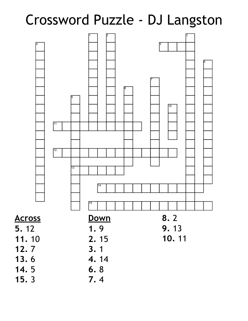 Crossword Puzzle DJ Langston WordMint Crossword Puzzle DJ Langston WordMint