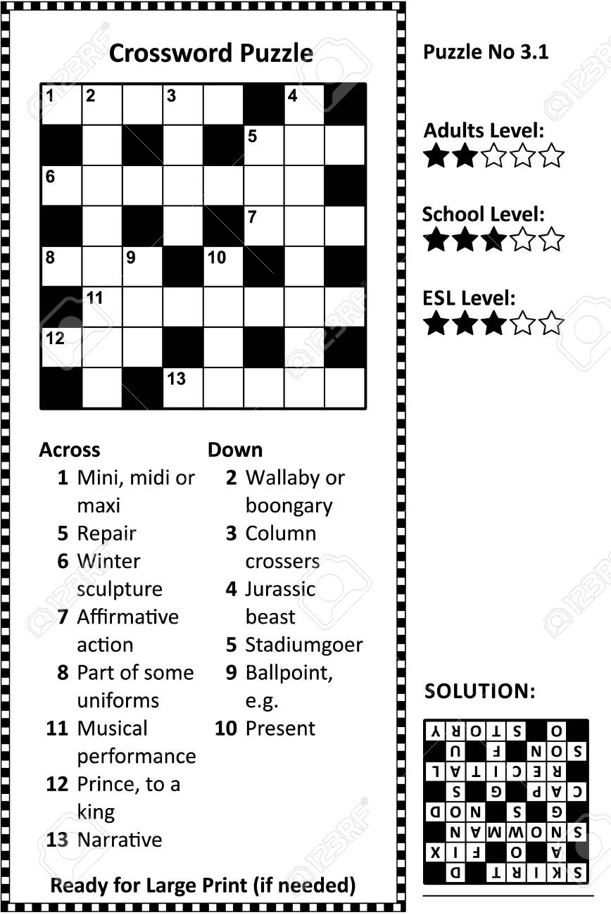 Crossword Puzzle Grid Clues And Solution Classic Quick Family Friendly Easy To Medium Difficulty Level Royalty Free SVG Cliparts Vectors And Stock Illustration Image 129961140 Crossword Puzzle Grid Clues And Solution Classic Quick Family Friendly Easy To Medium Difficulty Level Royalty Free SVG Cliparts Vectors And Stock Illustration Image 129961140