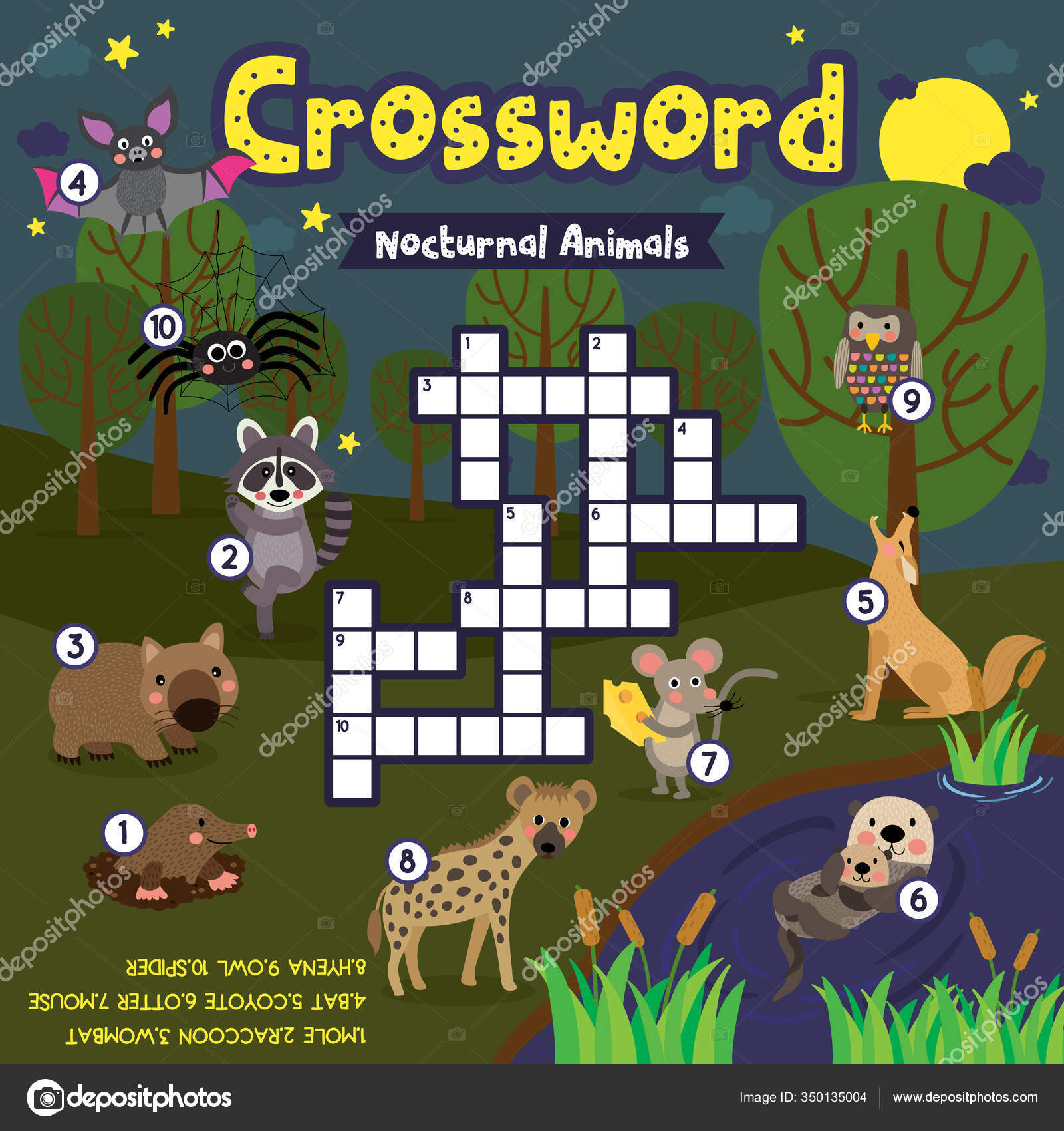 Crosswords Puzzle Game Nocturnal Animals Preschool Kids Activity Worksheet Colorful Stock Vector By natchapohn 350135004 Crosswords Puzzle Game Nocturnal Animals Preschool Kids Activity Worksheet Colorful Stock Vector By natchapohn 350135004
