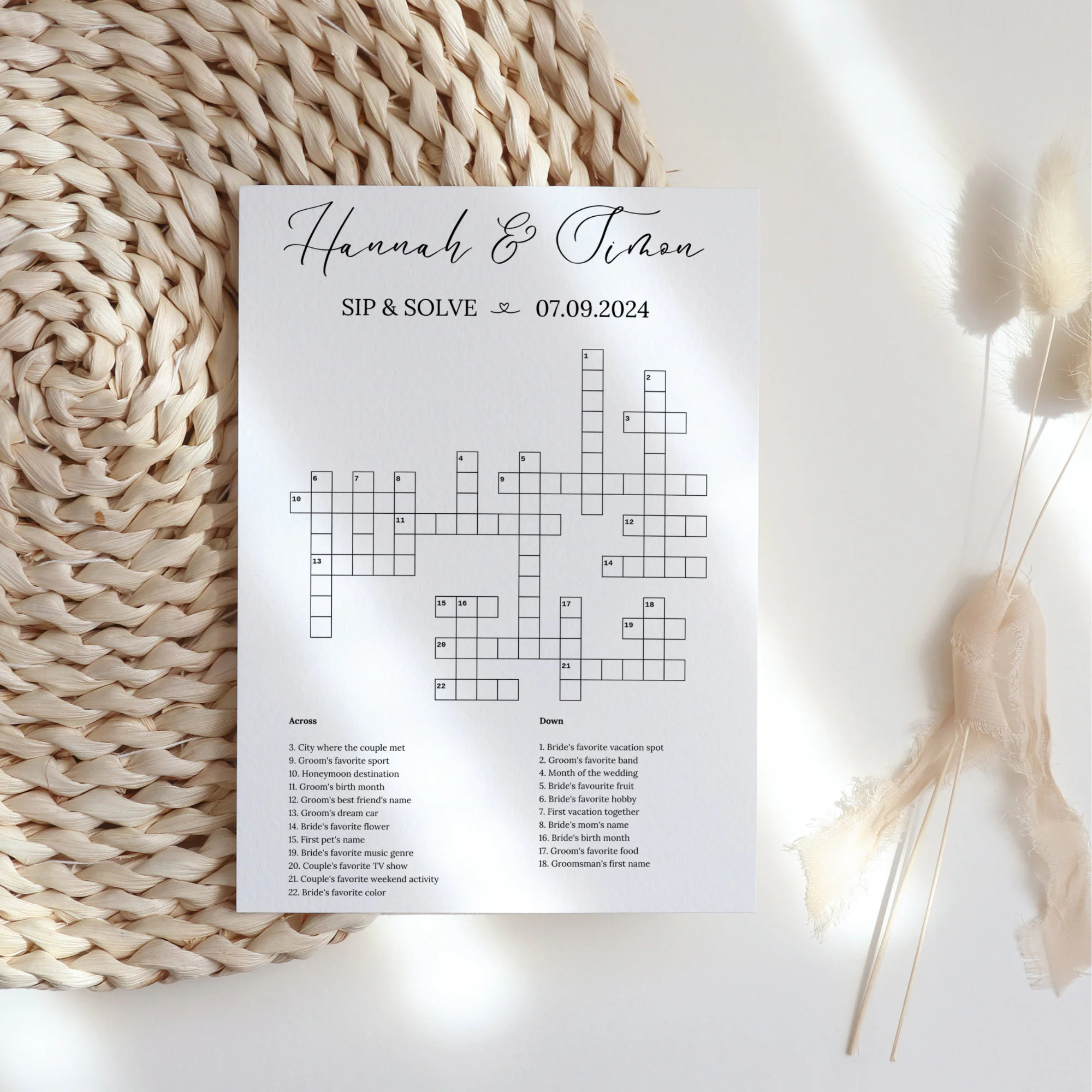 Wedding Crossword Printable