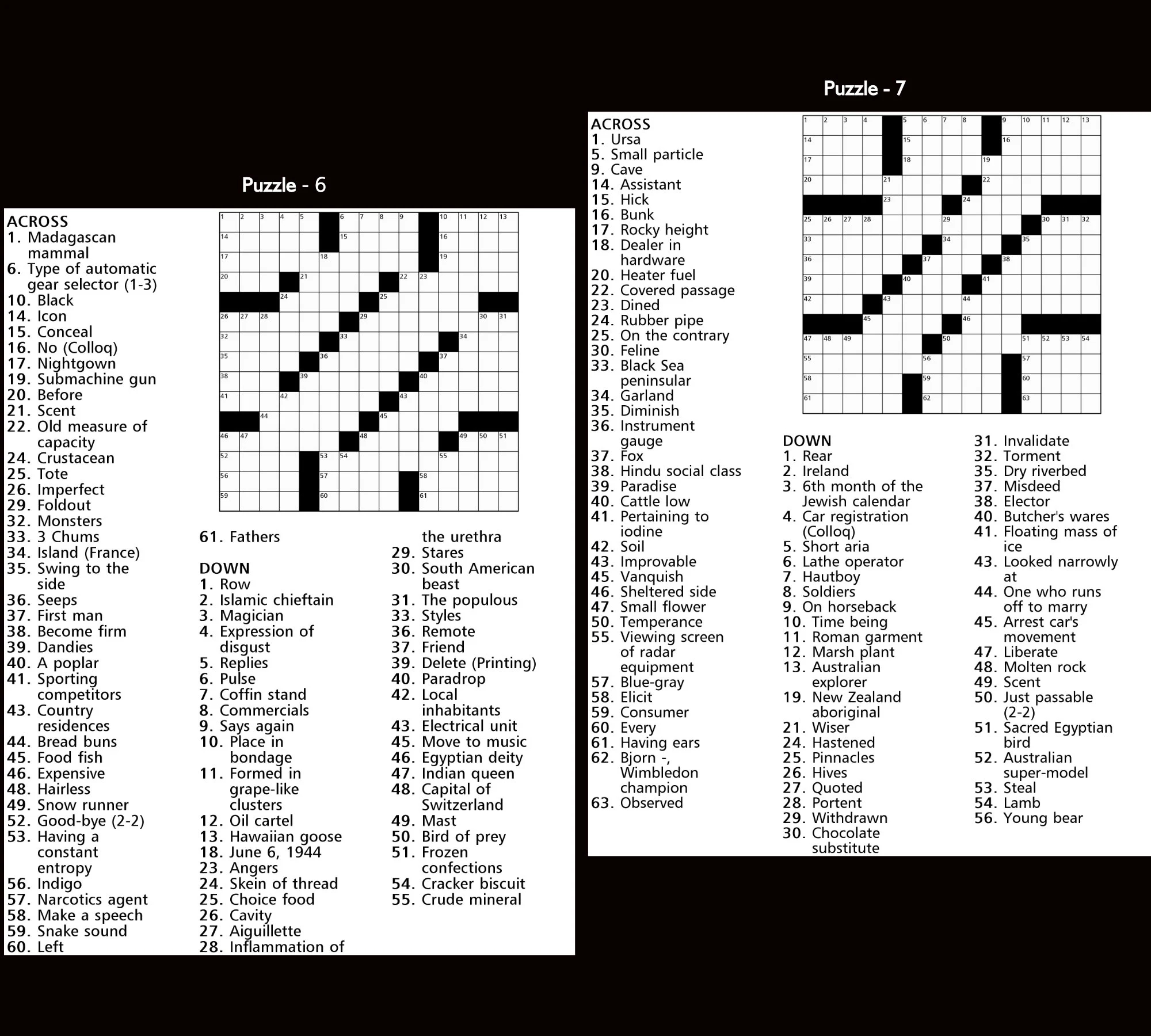 All Printable Crosswords for Adults