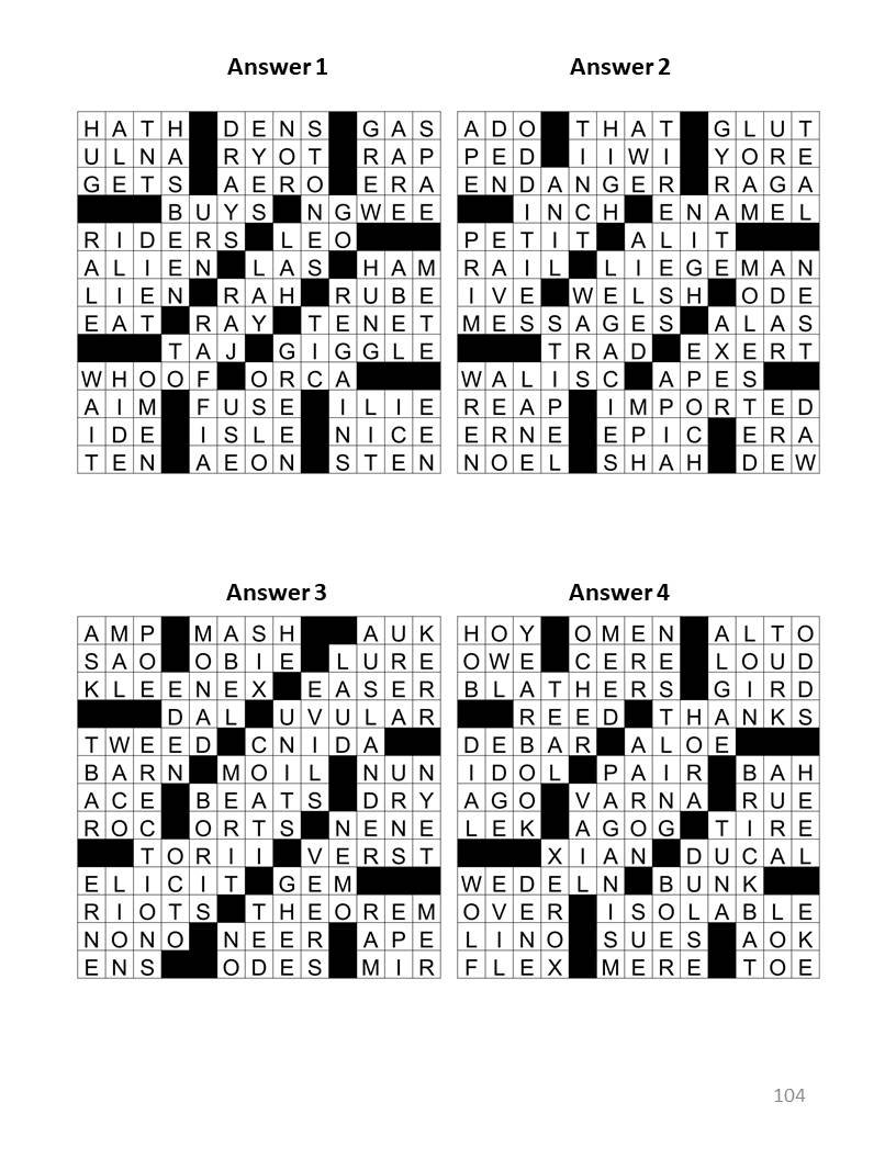 Digital Download 100 Printable Fill in Crossword Puzzles For Adults Large Print Easy To Read Word Fillin Games With Solutions Etsy