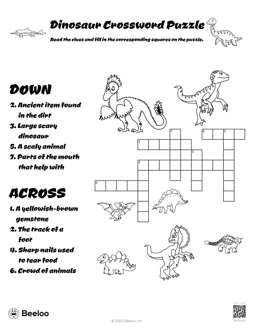 Dinosaur themed Crossword Puzzles Beeloo Printable Crafts And Activities For Kids Dinosaur themed Crossword Puzzles Beeloo Printable Crafts And Activities For Kids