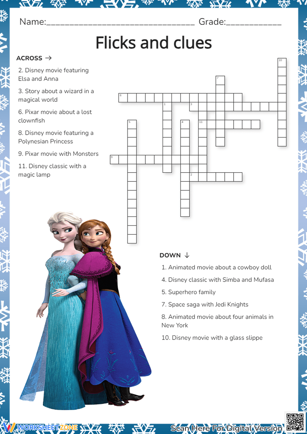 Disney Crossword Puzzles Worksheets 2025