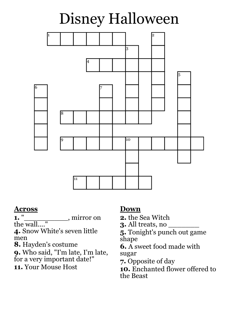 Disney Crosswords Printable