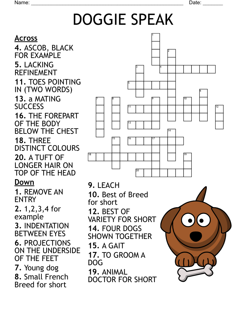 Dog Breeds Crossword WordMint Dog Breeds Crossword WordMint