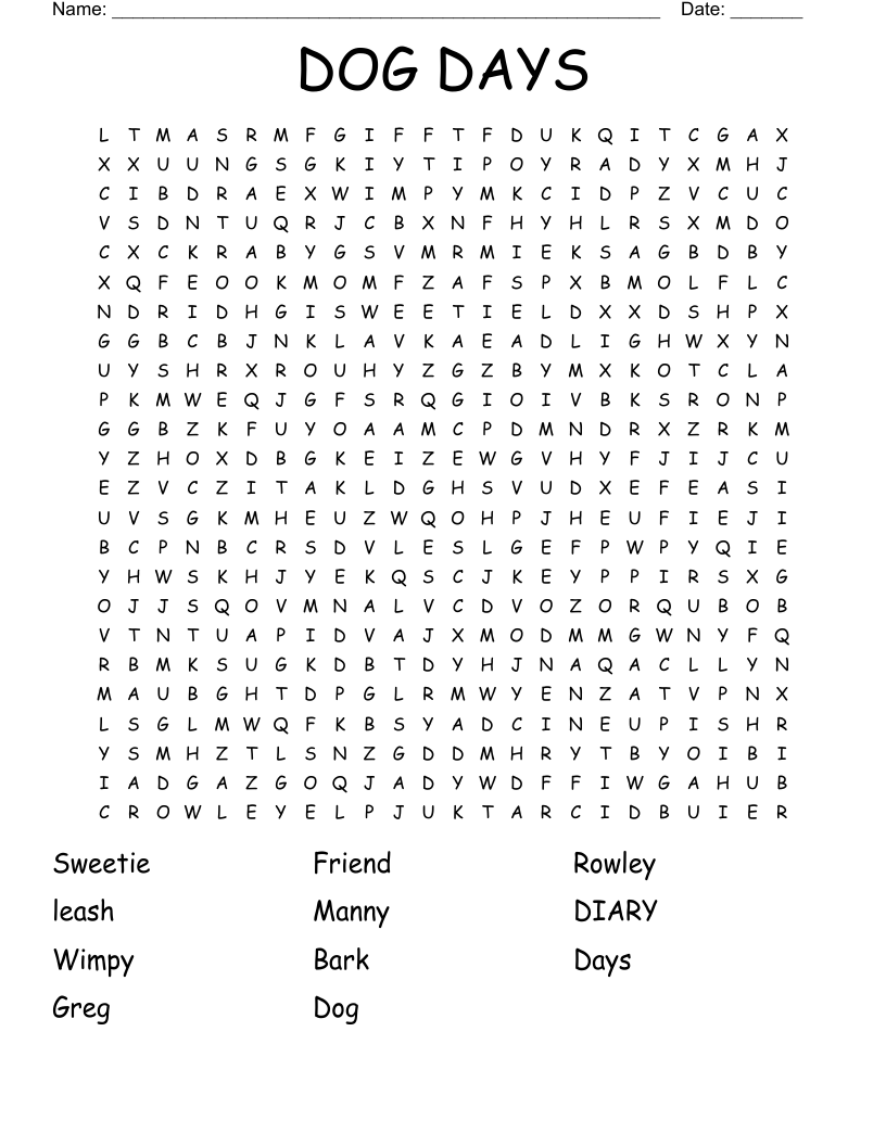 DOG DAYS Word Search WordMint DOG DAYS Word Search WordMint