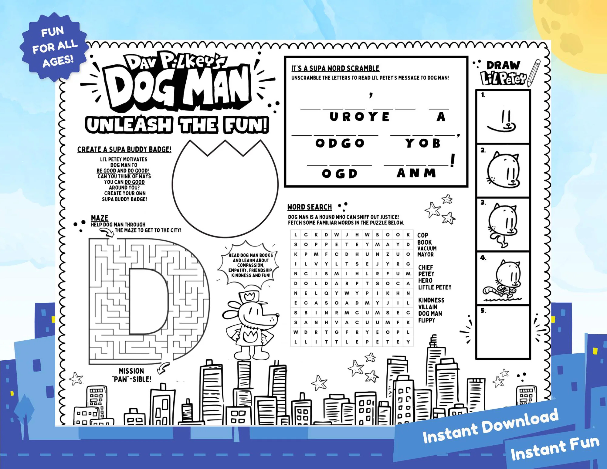 Dog Man Volume 1 Crosswords Printable Free