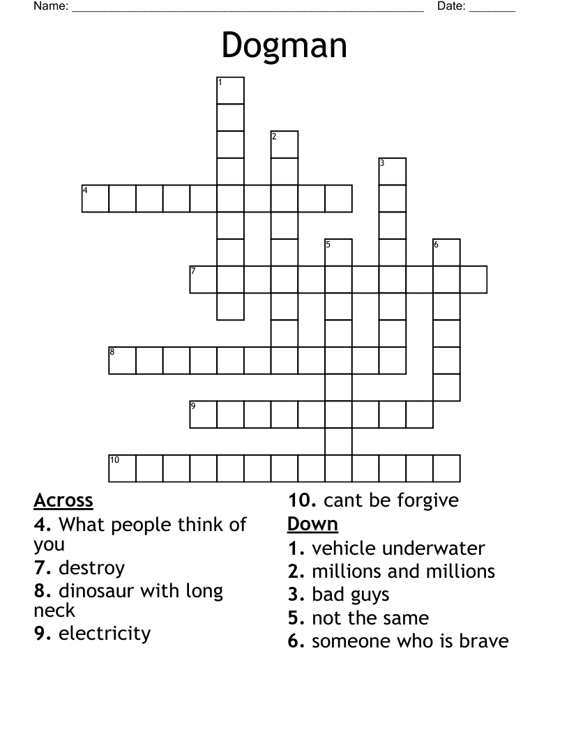 Dogman Crossword WordMint