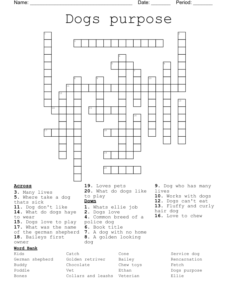 Dogs Crossword WordMint Dogs Crossword WordMint