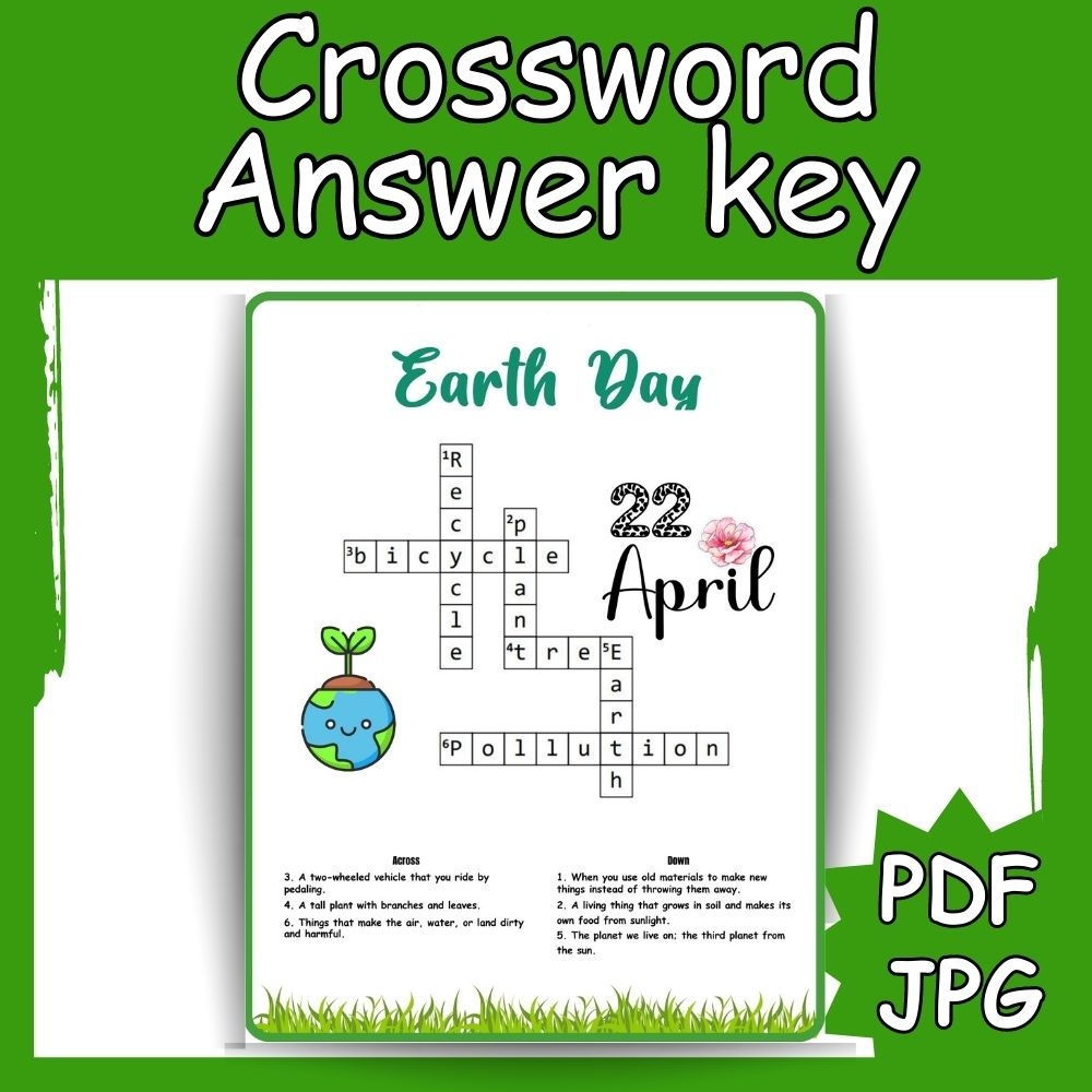 Earth Day Crossword Puzzle Free Educational Activity For April 