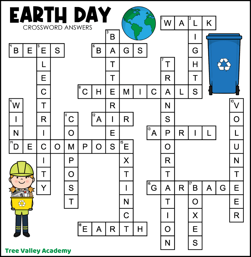 Earth Day Crossword Tree Valley Academy Earth Day Crossword Tree Valley Academy