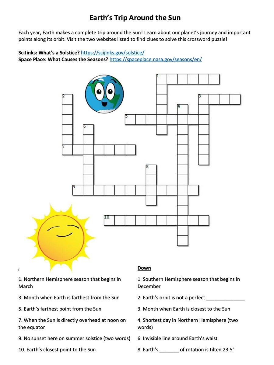Earth s Trip Around The Sun Crossword NASA Science Earth s Trip Around The Sun Crossword NASA Science