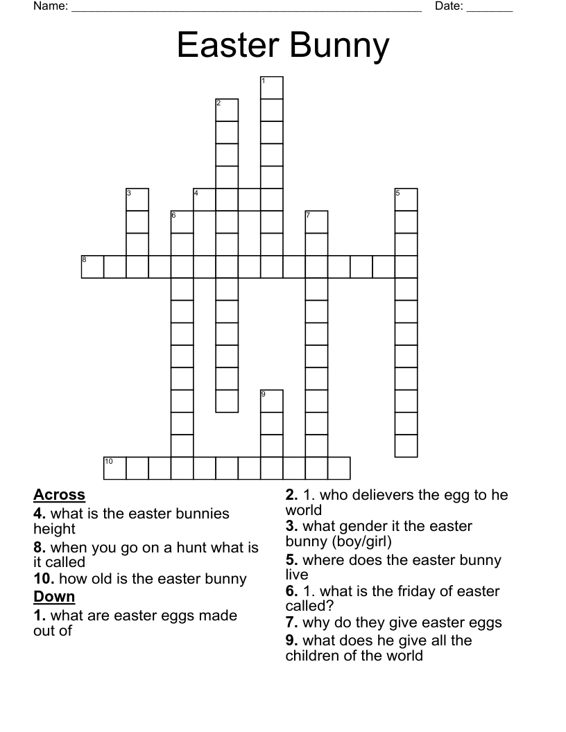 Easter Bunny Crossword WordMint