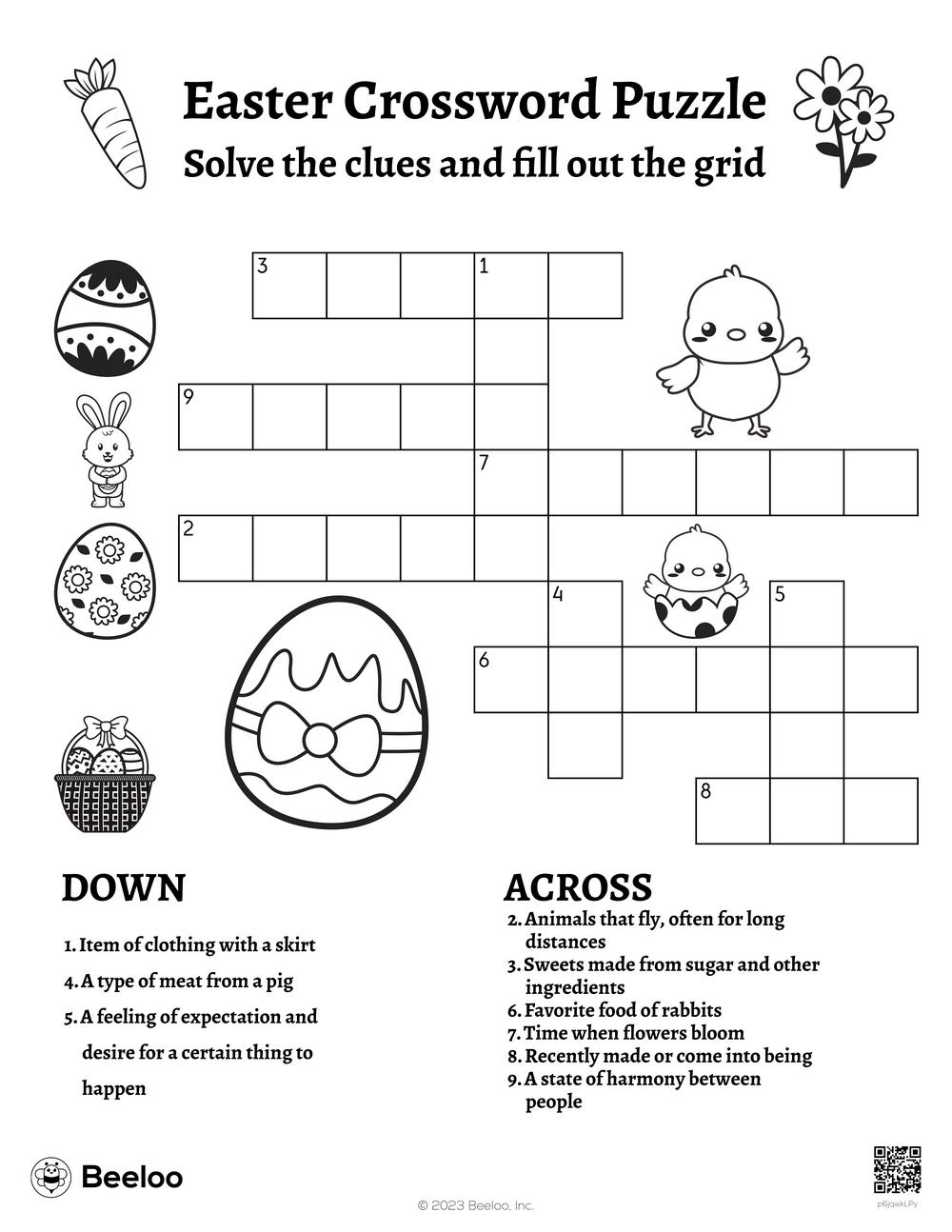 Easter Crossword Puzzle Beeloo Printable Crafts And Activities For Kids