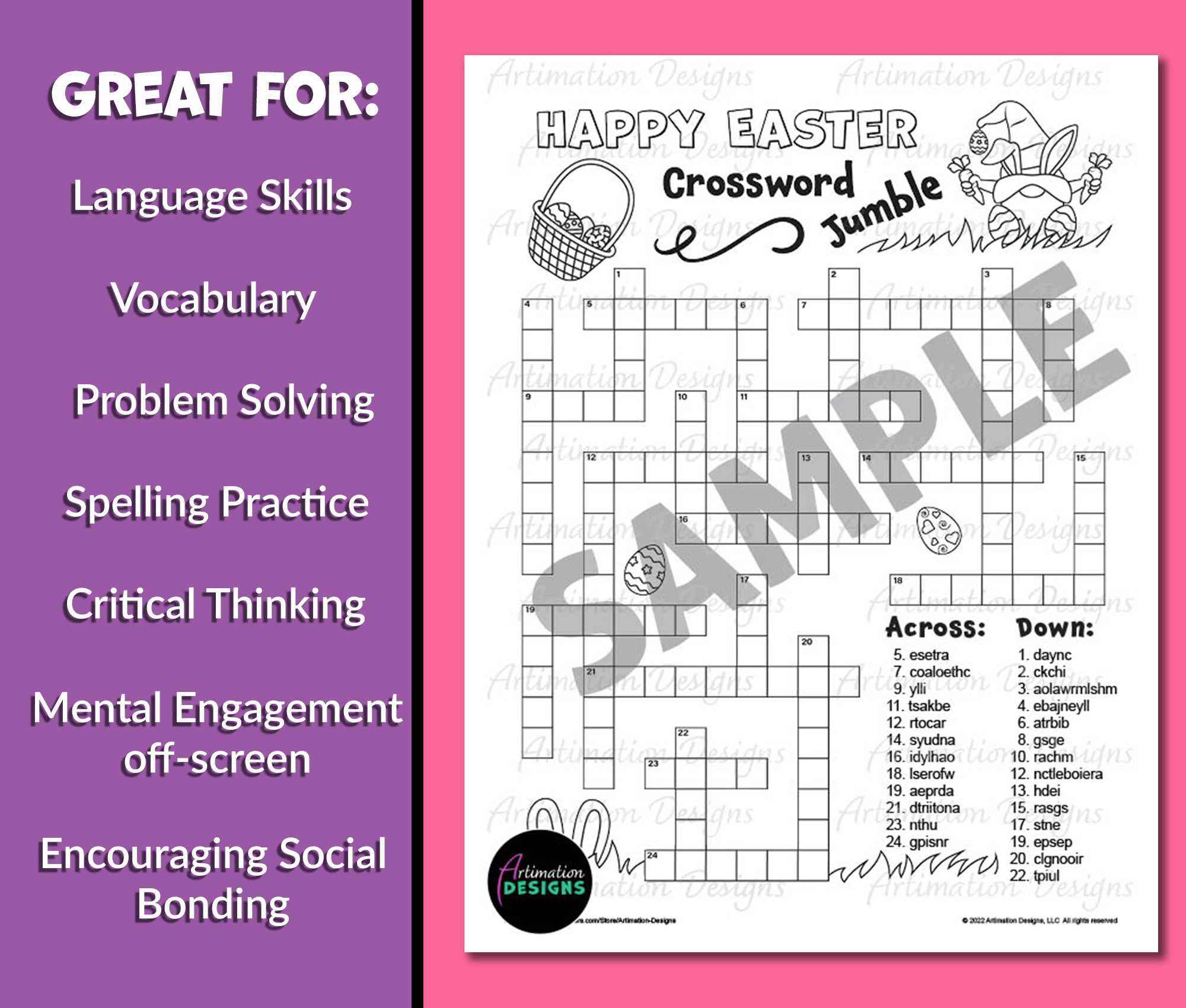 Easter Crossword Puzzle Word Scramble Spring Word Game Activity Classful Easter Crossword Puzzle Word Scramble Spring Word Game Activity Classful