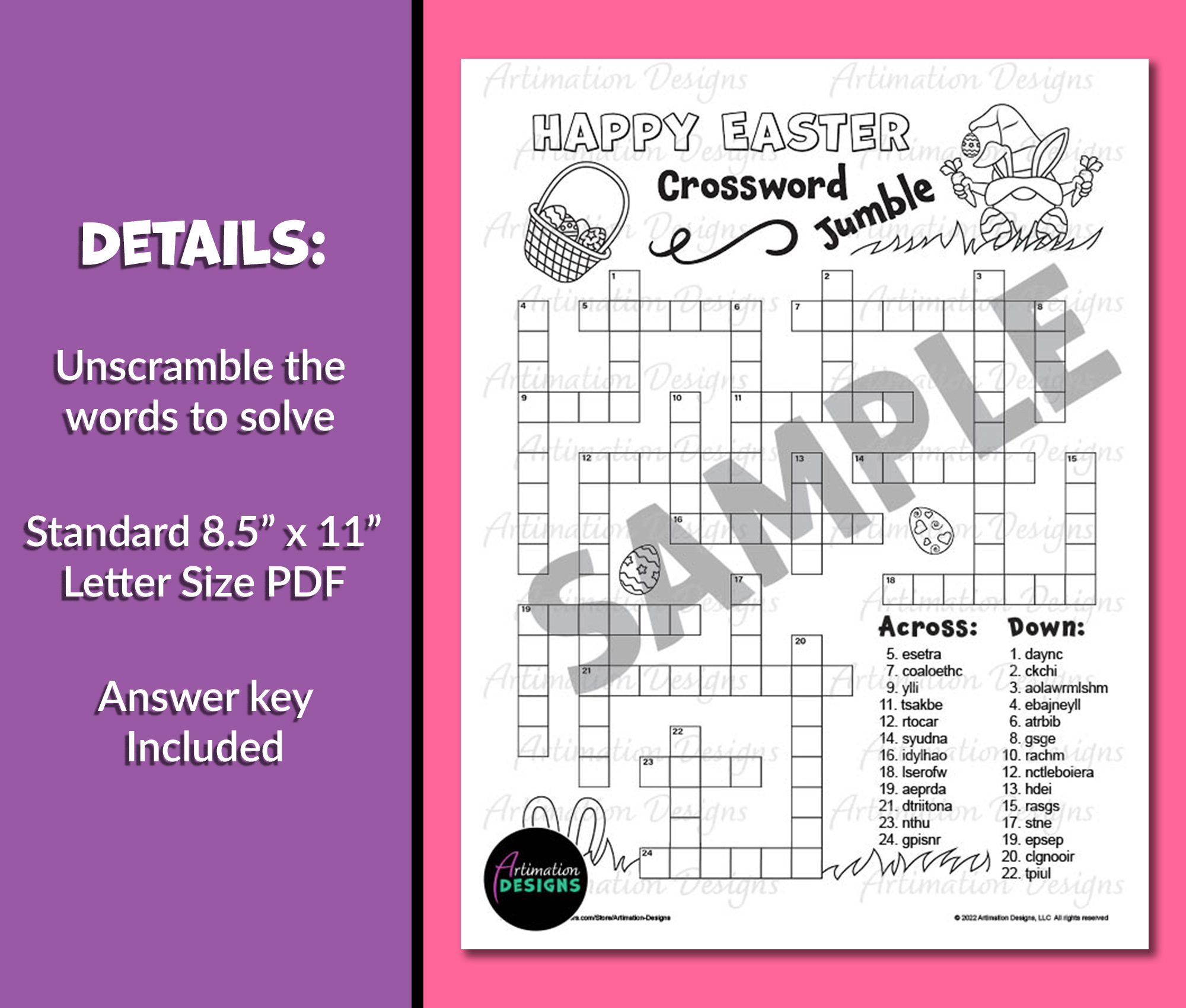easter crossword puzzle word scramble spring word game activity classful easter crossword puzzle word scramble spring word game activity classful