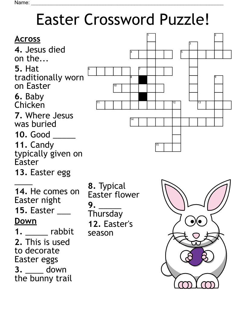 easter crossword puzzle wordmint