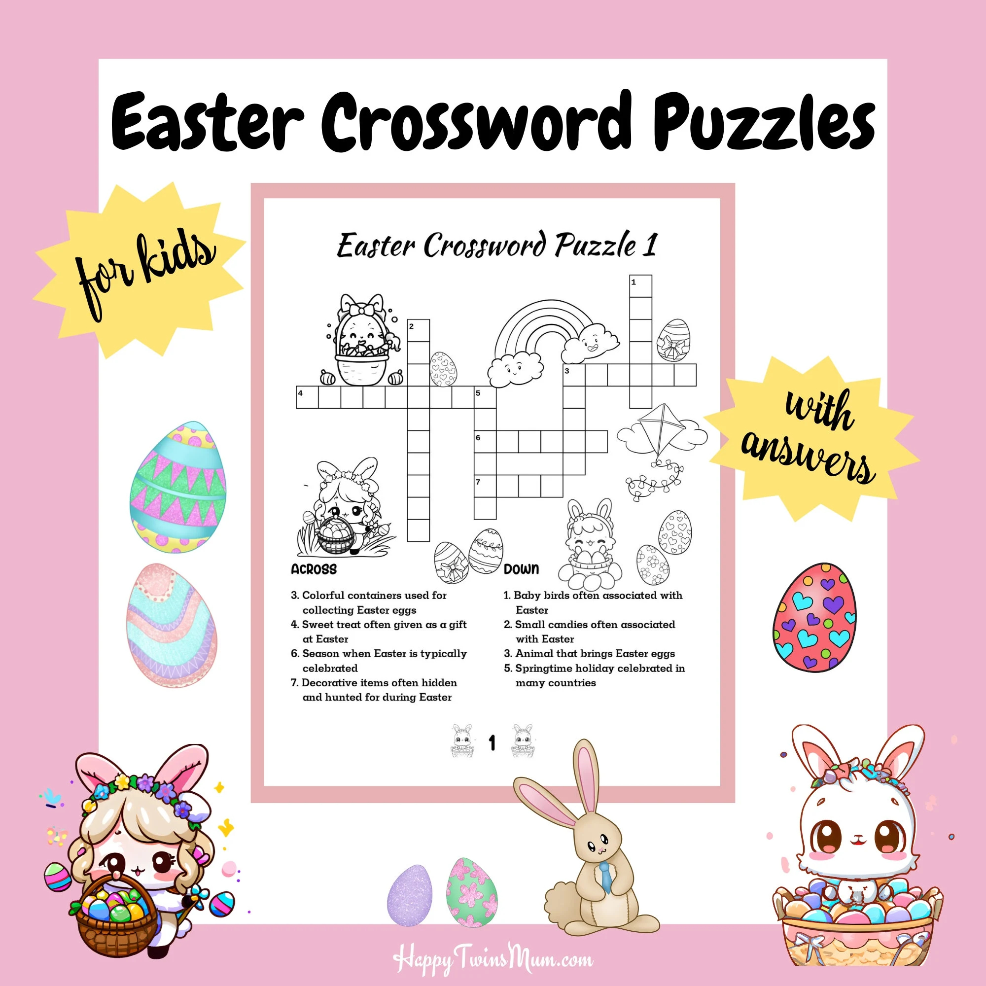 Easter Crossword for Kids Free Printable Easter Crossword for Kids Free Printable
