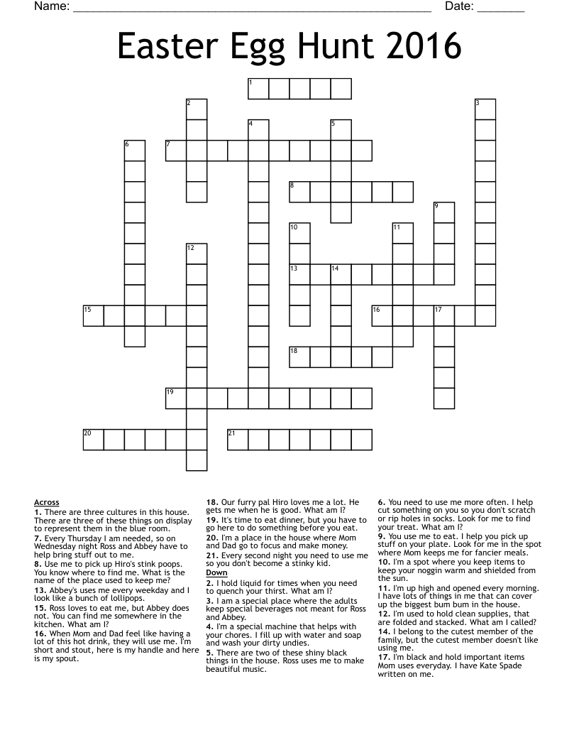 Easter Egg Hunt 2016 Crossword WordMint