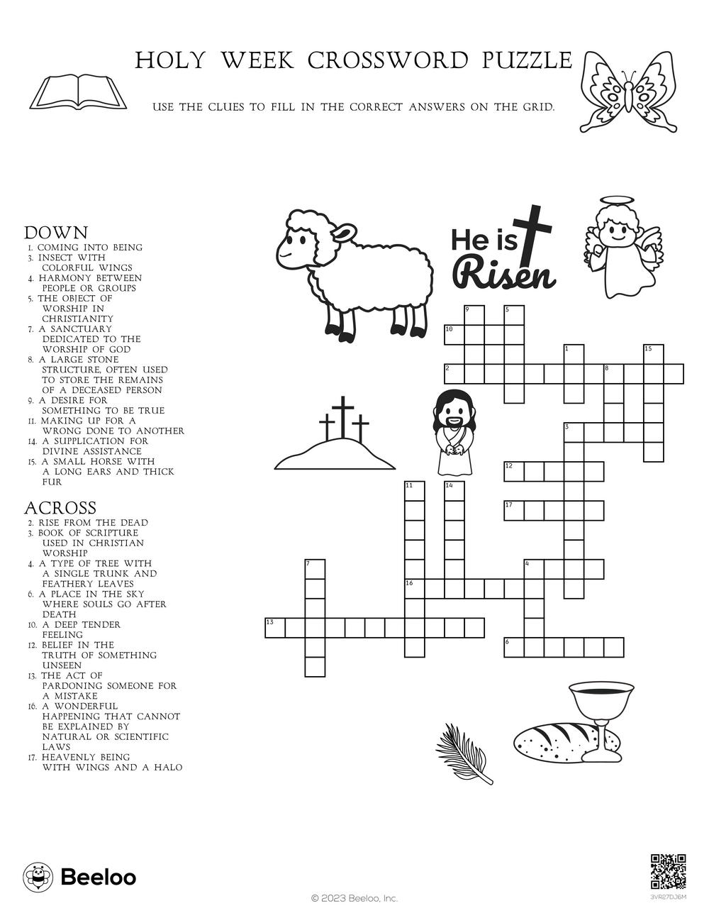 Easter themed Crossword Puzzles Beeloo Printable Crafts And Activities For Kids