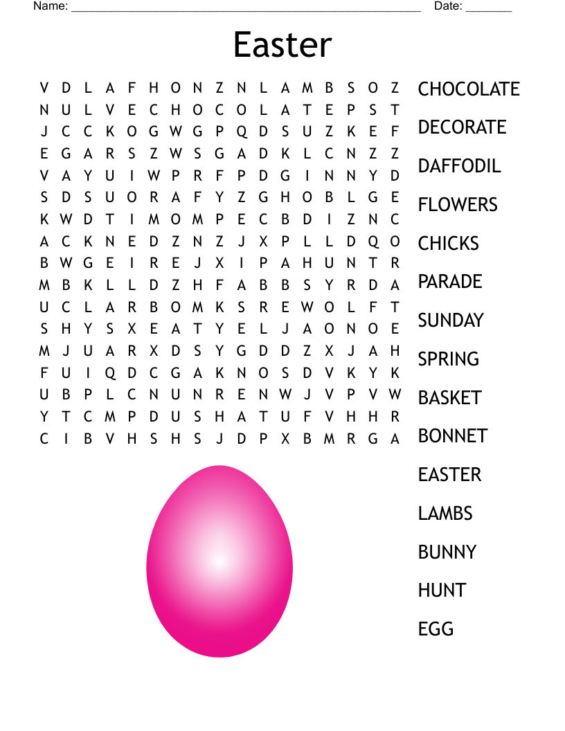 Easter Word Search WordMint