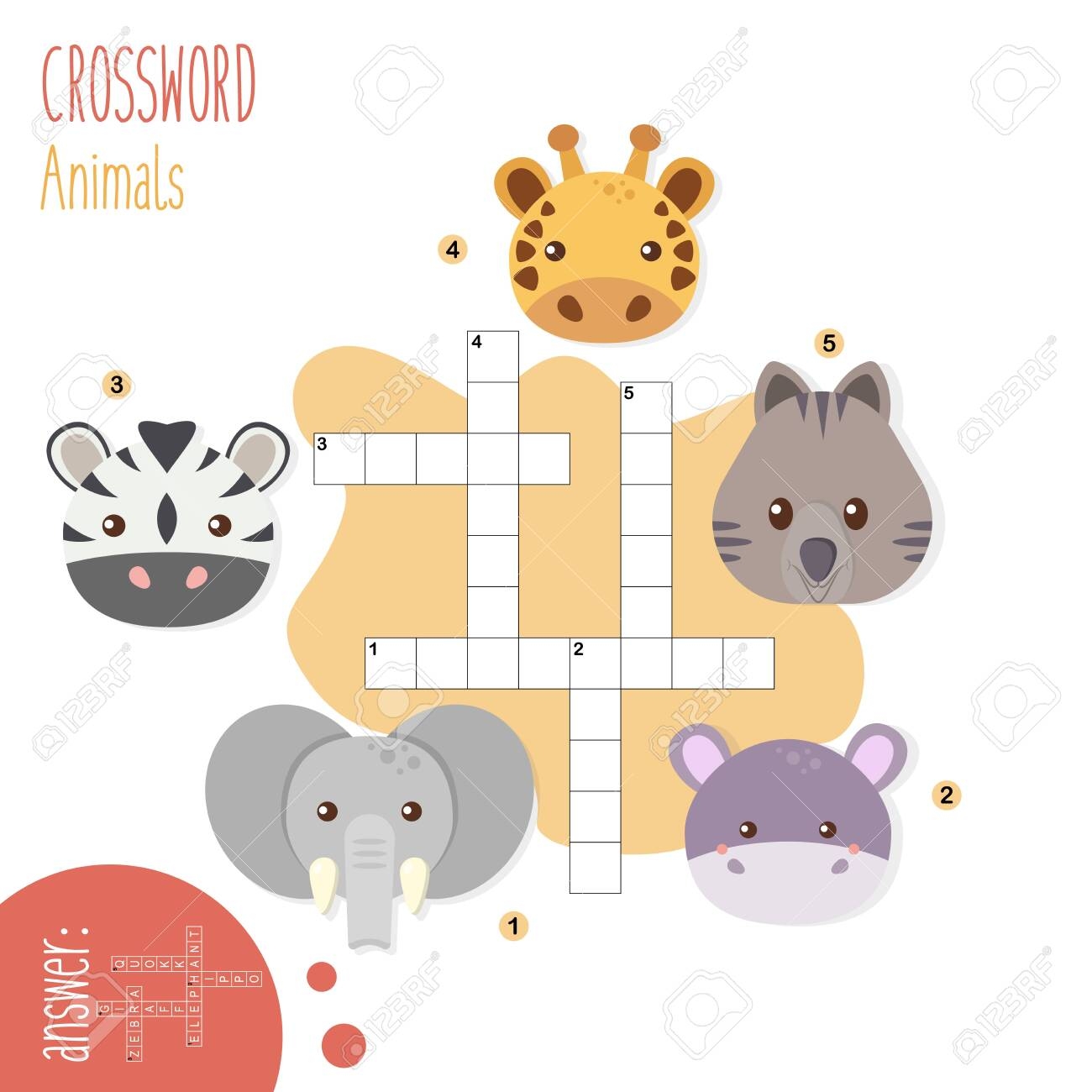 Easy Crossword Puzzle Animals For Children In Elementary And Easy Crossword Puzzle Animals For Children In Elementary And
