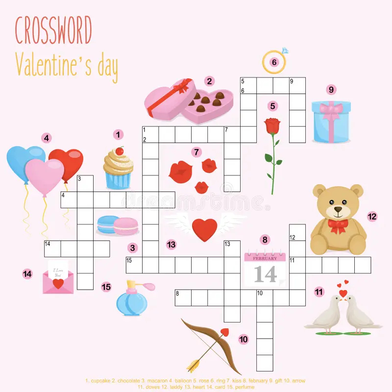 Easy Crossword Puzzle Valentine s Day Stock Vector Illustration Of Educational Easy 167781041