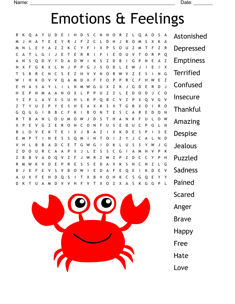 Emotions Feelings Word Search WordMint Emotions Feelings Word Search WordMint