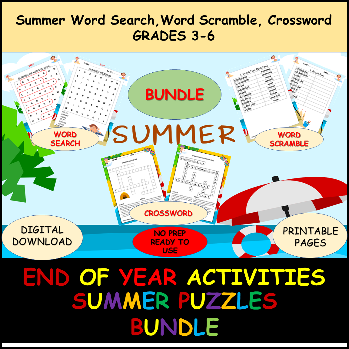 Third Grade Summer Crossword Printable Third Grade Summer Crossword Printable